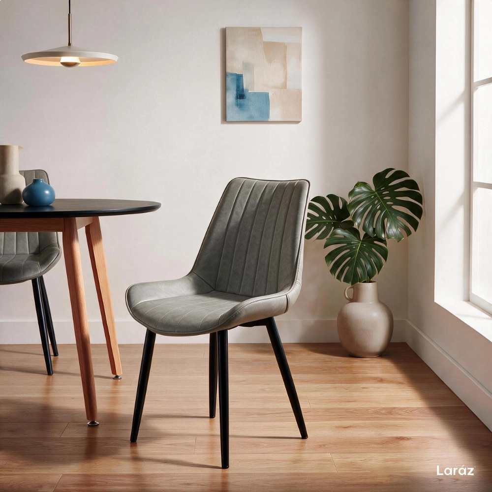 Kit 4 Cadeiras estofada Chicago com design industrial – Cinza Claro Kit 4 Cadeiras estofada Chicago com design industrial – Cinza Claro