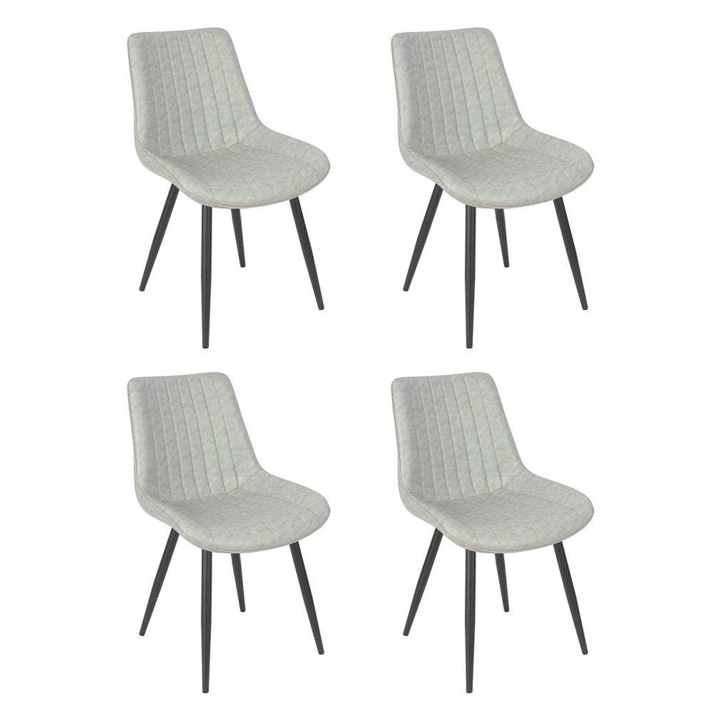 Kit 4 Cadeiras estofada Chicago com design industrial – Cinza Claro Kit 4 Cadeiras estofada Chicago com design industrial – Cinza Claro