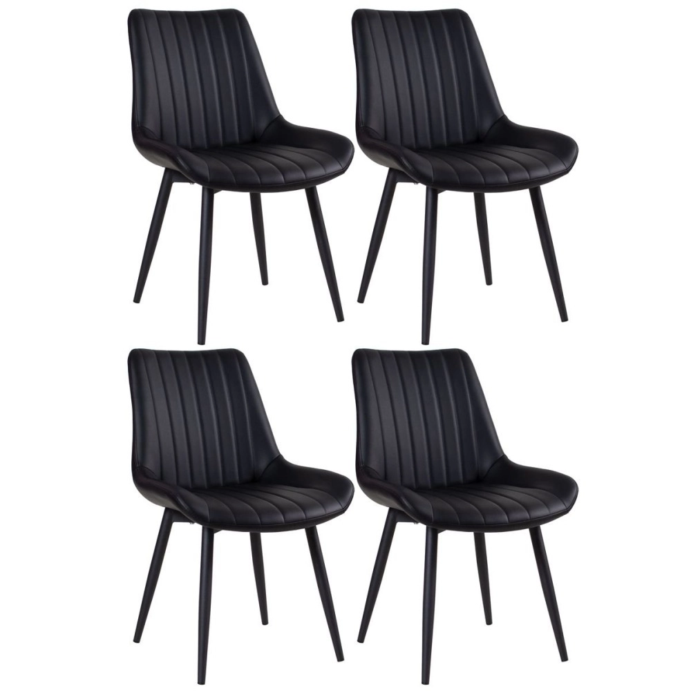 Kit 4 Cadeiras estofada Chicago com design industrial – Preto