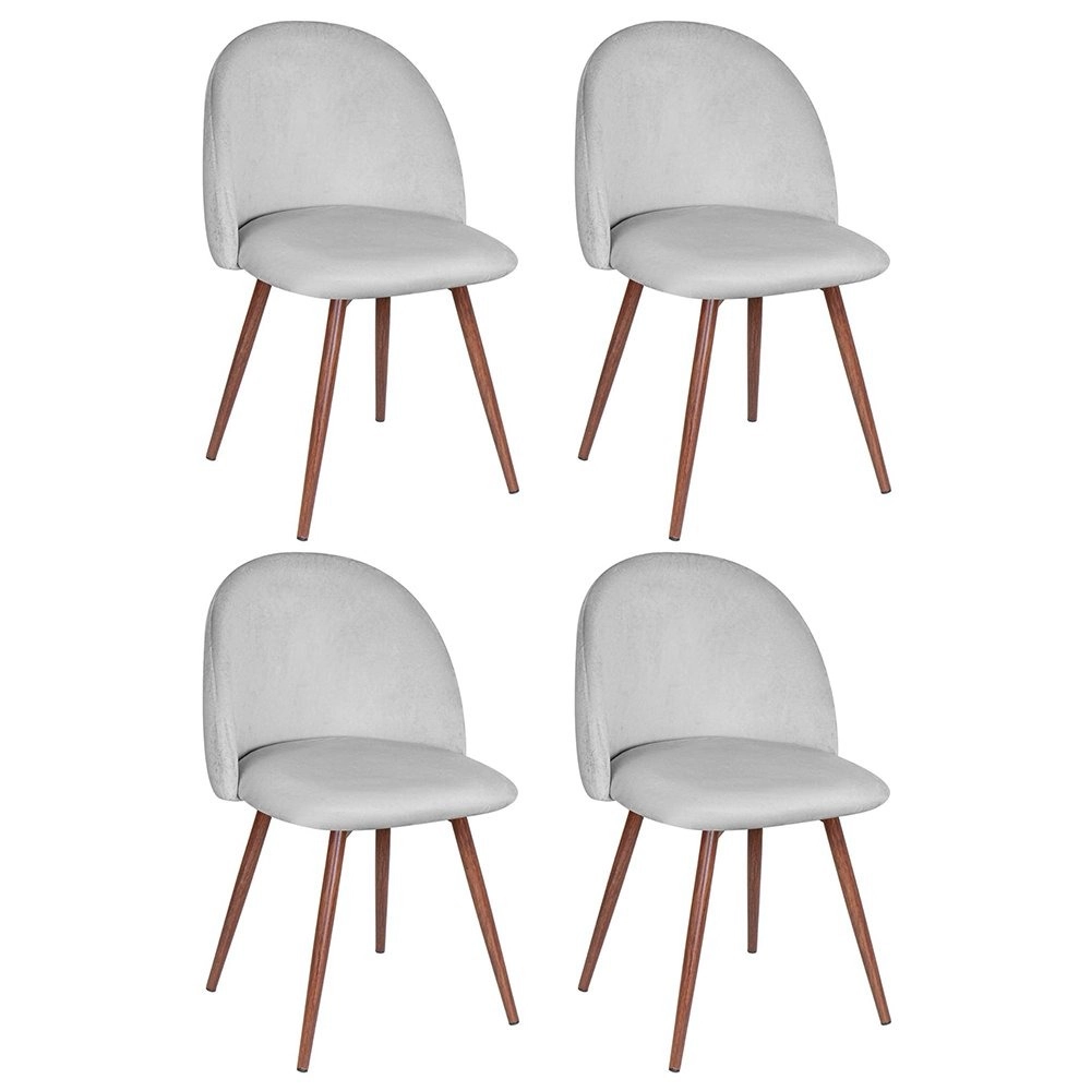 Kit 4 cadeiras estofada de jantar Maite Sedona em veludo – Cinza