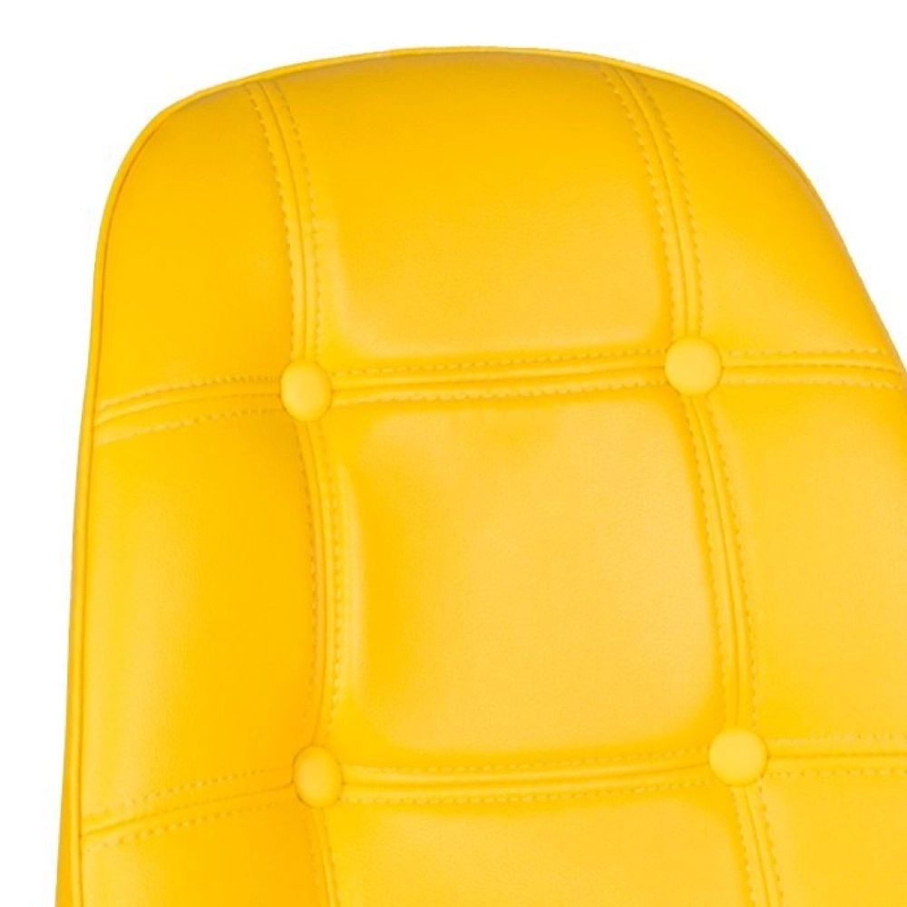 Kit 4 cadeiras estofadas Charles Eames Eiffel Botonê com pés de metal cromado - Amarelo