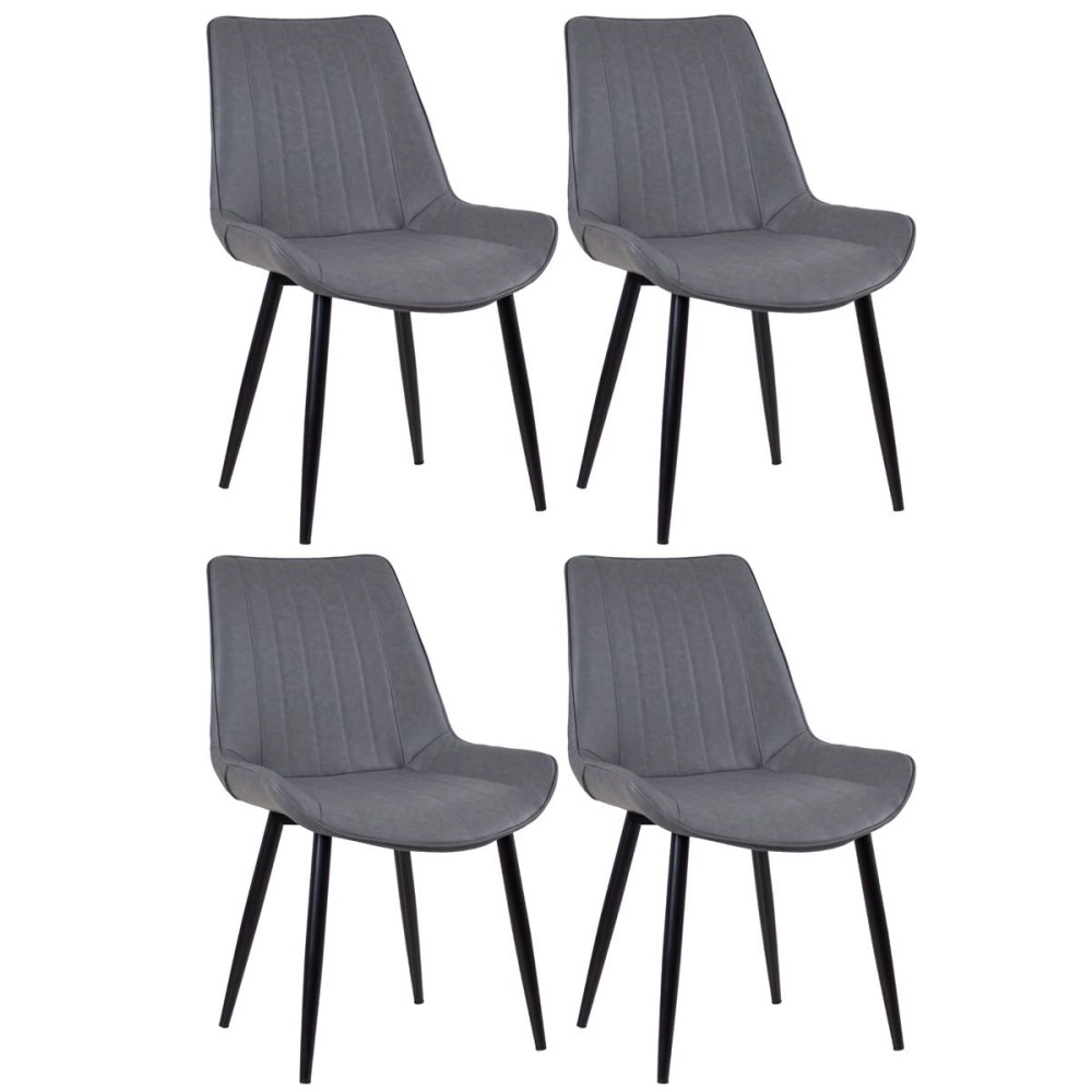 Kit 4 Cadeiras estofada Chicago com design industrial - Cinza vintage
