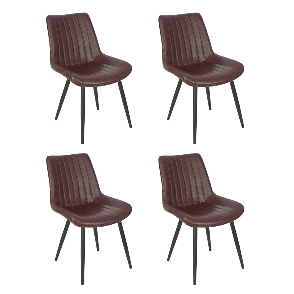 Kit 4 Cadeiras estofada Chicago com design industrial - Marrom Café