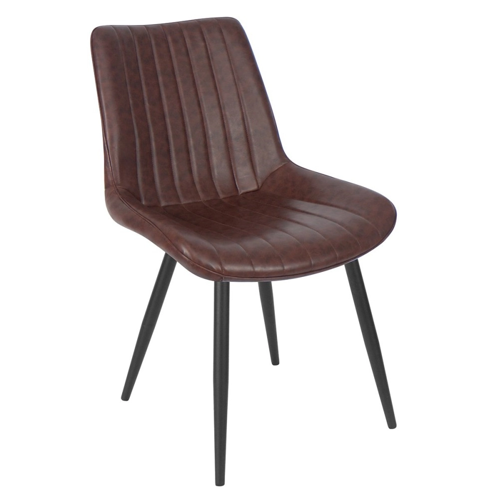 Kit 4 Cadeiras estofada Chicago com design industrial - Marrom Café