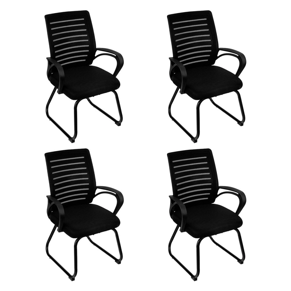 Kit 4 Cadeiras Viena para escritório com base fixa – Preto