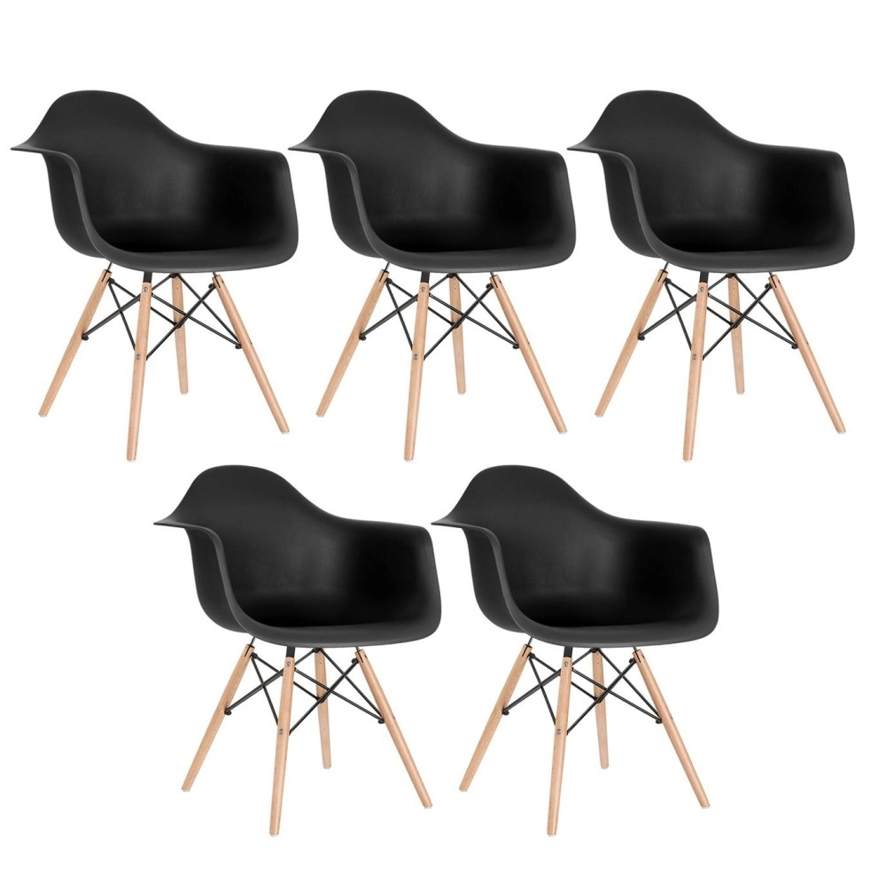 Kit 5 Cadeiras de jantar Charles Eames Eiffel DAW em Polipropileno - Preto Kit 5 Cadeiras de jantar Charles Eames Eiffel DAW em Polipropileno - Preto
