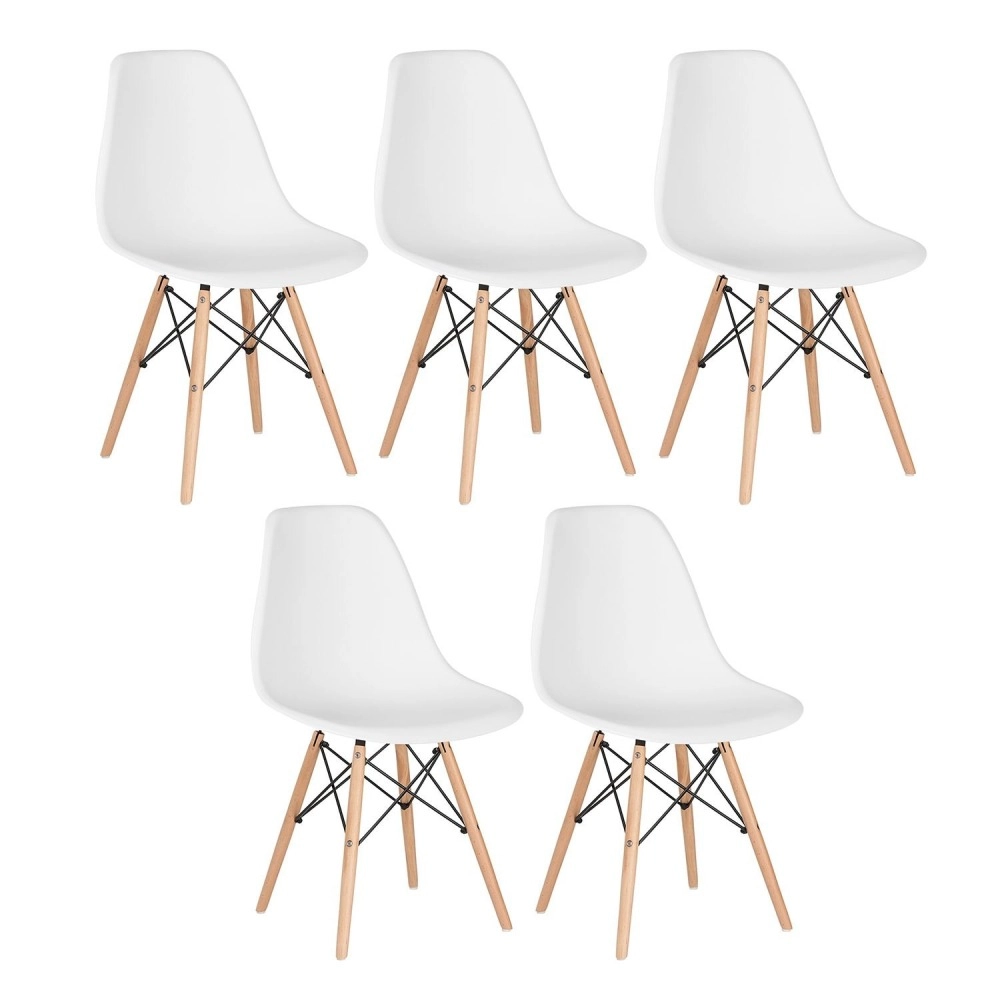 Kit 5 Cadeiras de jantar Charles Eames Eiffel DSW em Polipropileno - Branco Kit 5 Cadeiras de jantar Charles Eames Eiffel DSW em Polipropileno - Branco