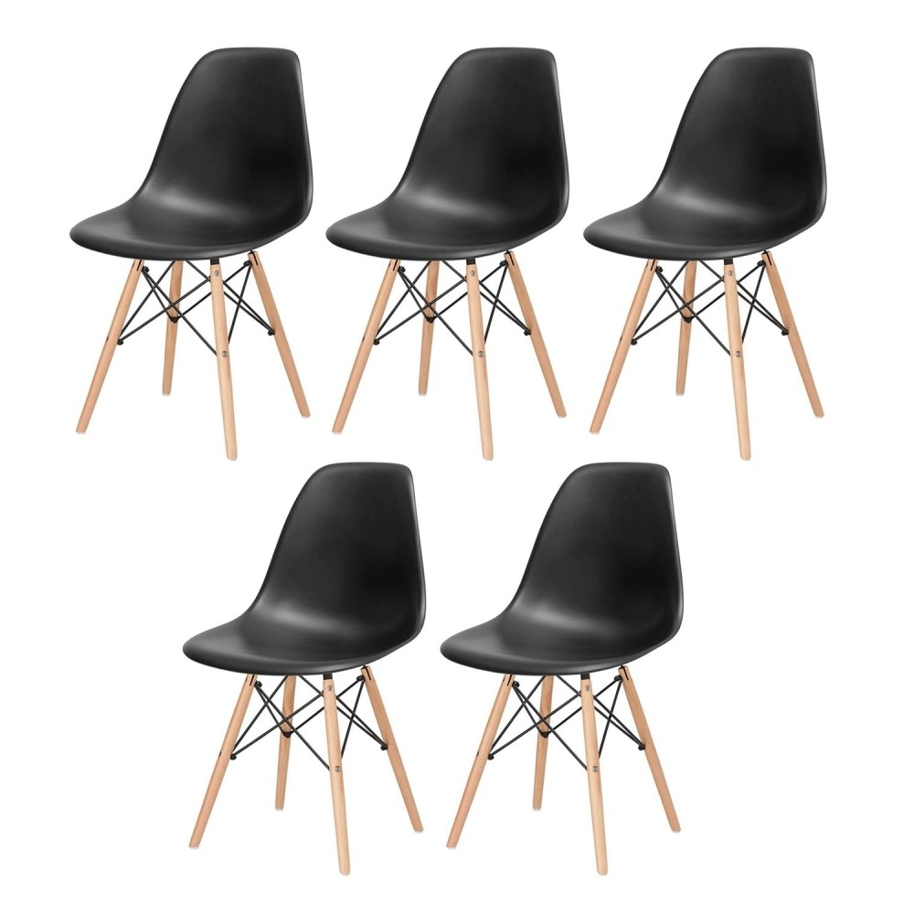 Kit 5 Cadeiras de jantar Charles Eames Eiffel DSW em Polipropileno - Preto Kit 5 Cadeiras de jantar Charles Eames Eiffel DSW em Polipropileno - Preto