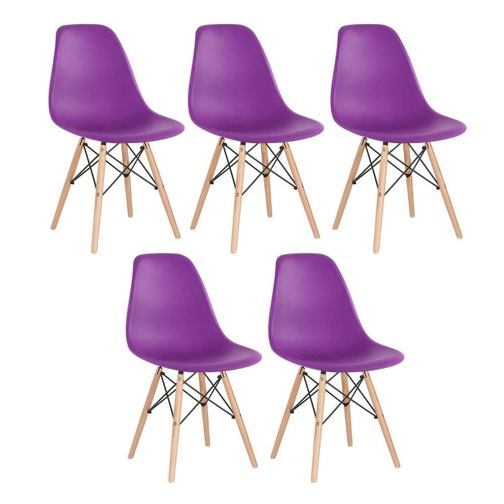 Kit 5 Cadeiras de jantar Charles Eames Eiffel DSW em Polipropileno - Roxo Kit 5 Cadeiras de jantar Charles Eames Eiffel DSW em Polipropileno - Roxo