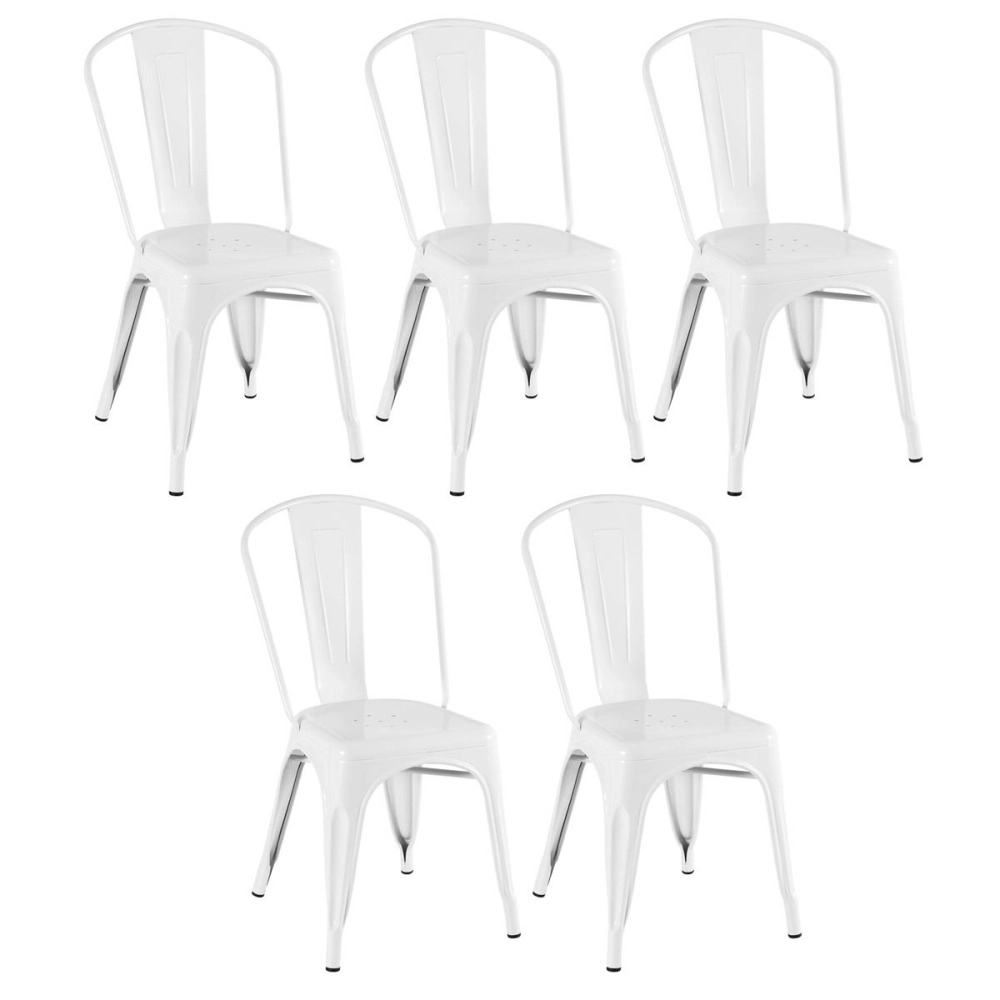 Kit 5 Cadeiras de jantar Iron Tolix com design industrial - Branco