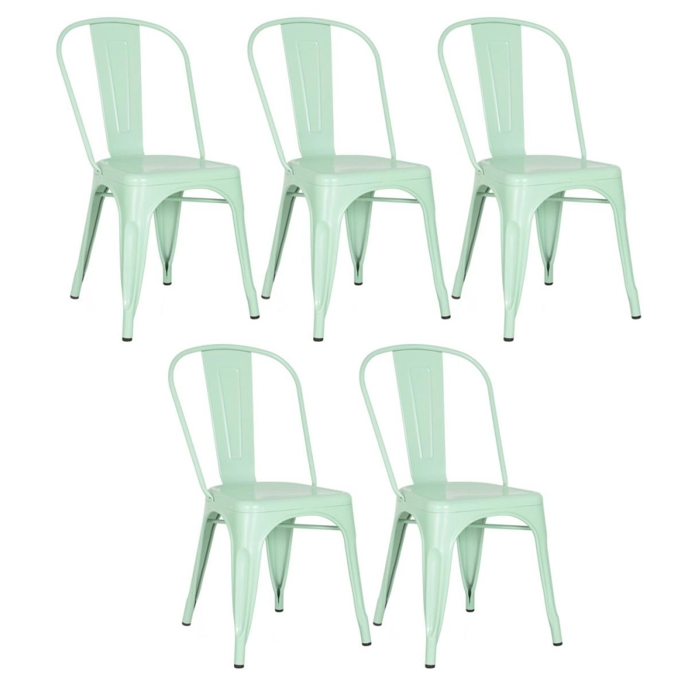 Kit 5 Cadeiras de jantar Iron Tolix com design industrial - Verde Claro