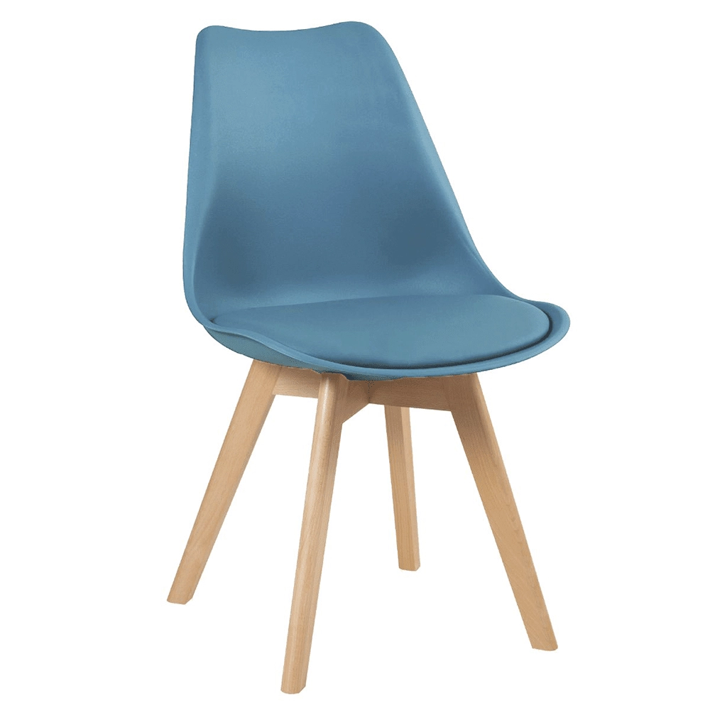 KIt 5 Cadeiras de jantar Leda com assento estofado e design moderno - Azul petróleo