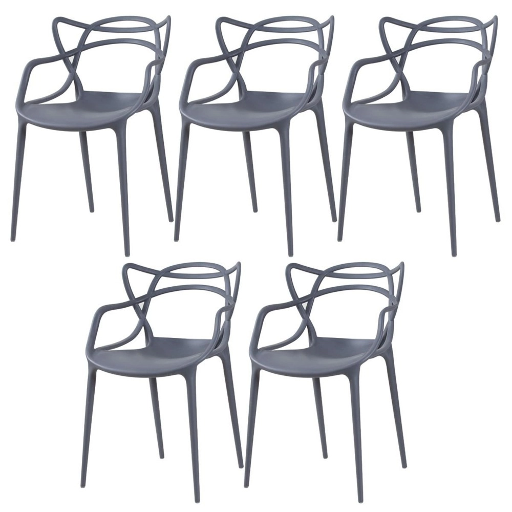 Kit 5 Cadeiras de jantar Master Allegra Design Moderno em Polipropileno - Cinza escuro
