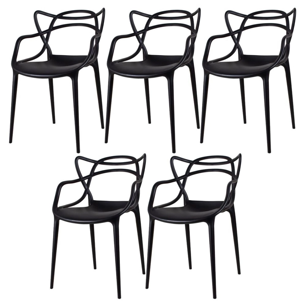 Kit 5 Cadeiras de jantar Master Allegra Design Moderno em Polipropileno - Preto