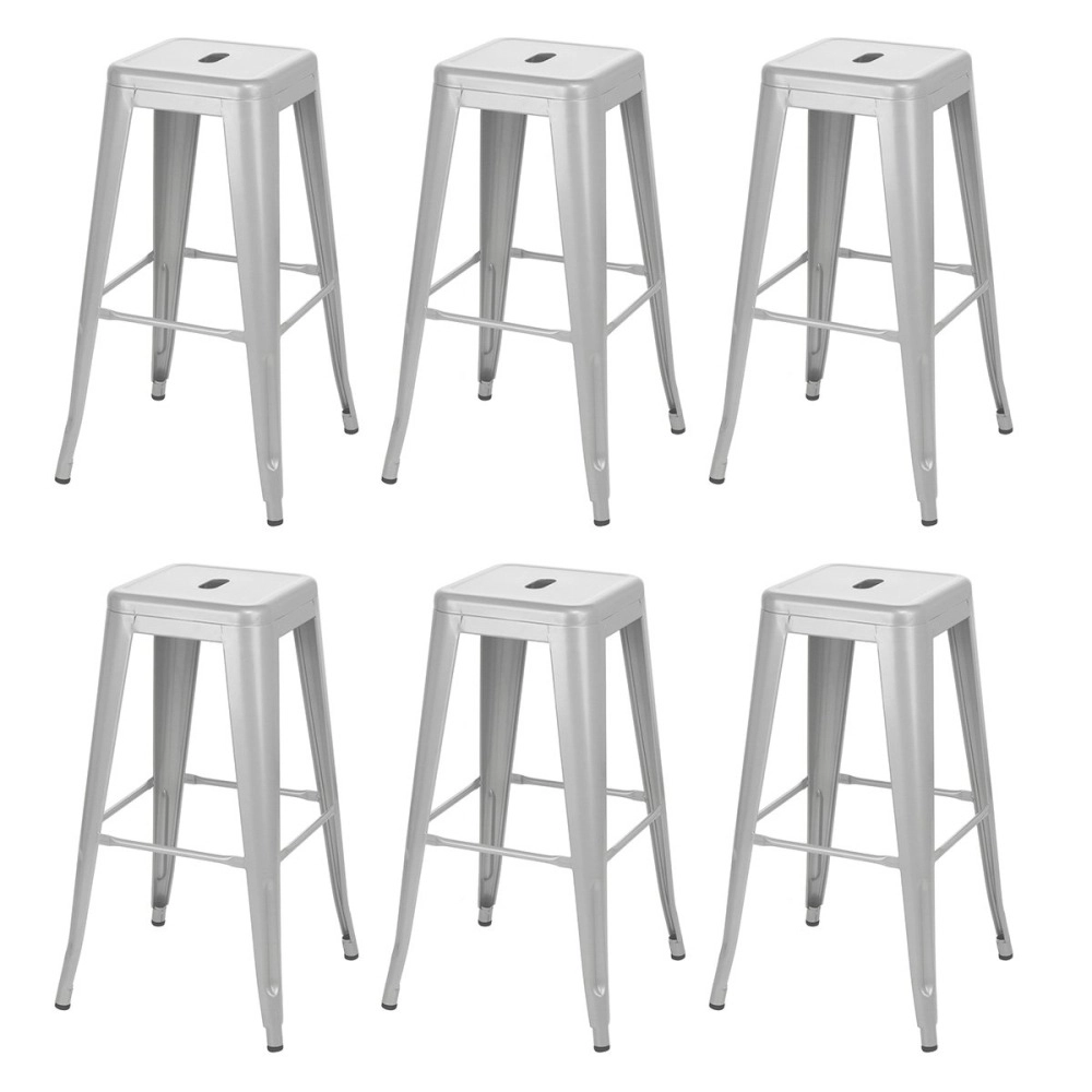 Kit 6 Banquetas alta para bancada Iron Tolix 76 cm - Prata