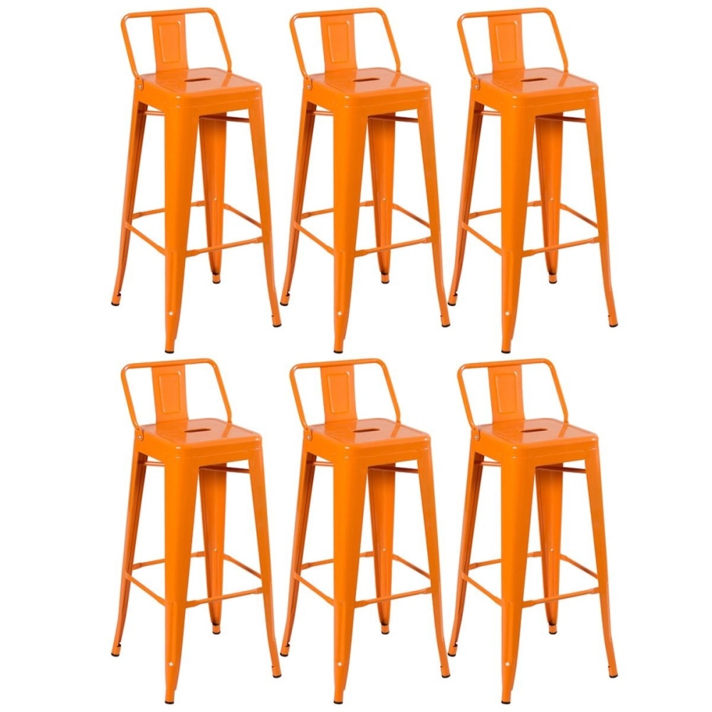 Kit 6 banquetas altas para bancada Iron Tolix com encosto 76 cm – Laranja Kit 6 banquetas altas para bancada Iron Tolix com encosto 76 cm – Laranja