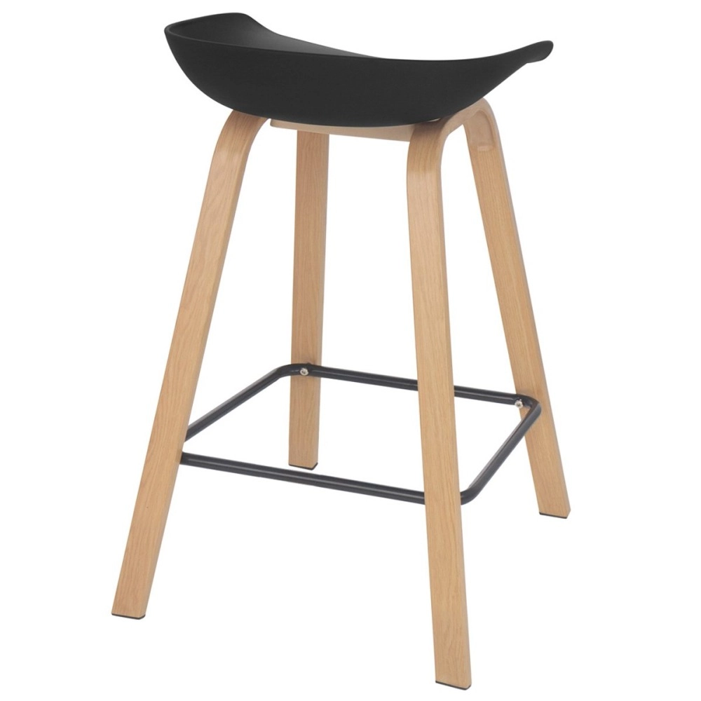 Kit 6 Banquetas média para bancada Cassia com base de madeira 66 cm - Preto Kit 6 Banquetas média para bancada Cassia com base de madeira 66 cm - Preto