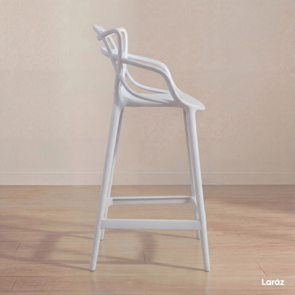 Kit 6 Banquetas média para bancada Master Allegra em Polipropileno 66 cm - Branco
