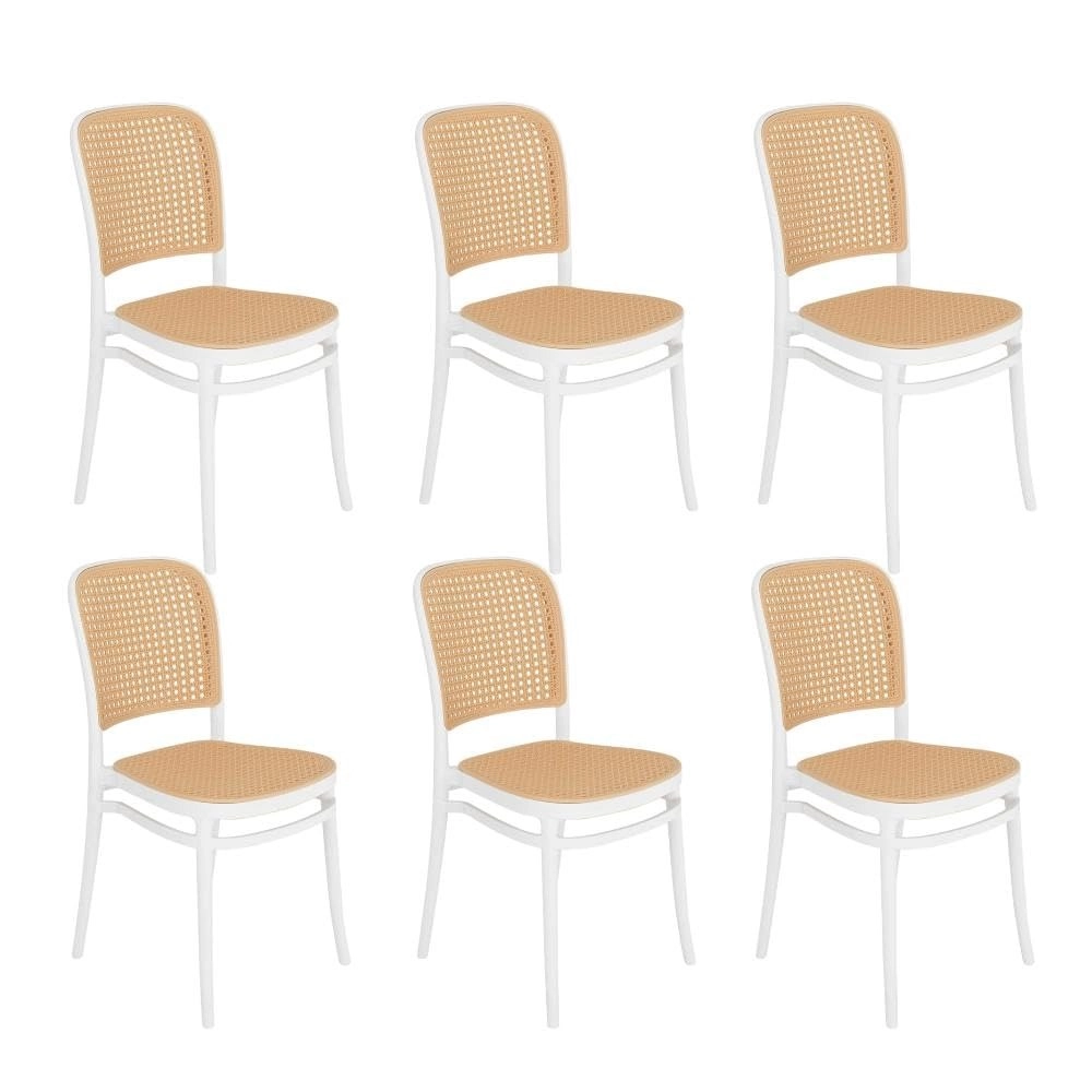 Kit 6 Cadeiras de jantar Amis Lola com design moderno e assento confortável - Branco