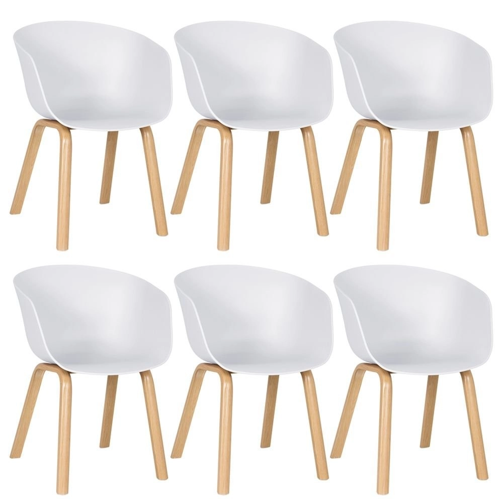 Kit 6 Cadeiras de jantar Cassia com design moderno e assento confortável – Branco Kit 6 Cadeiras de jantar Cassia com design moderno e assento confortável – Branco