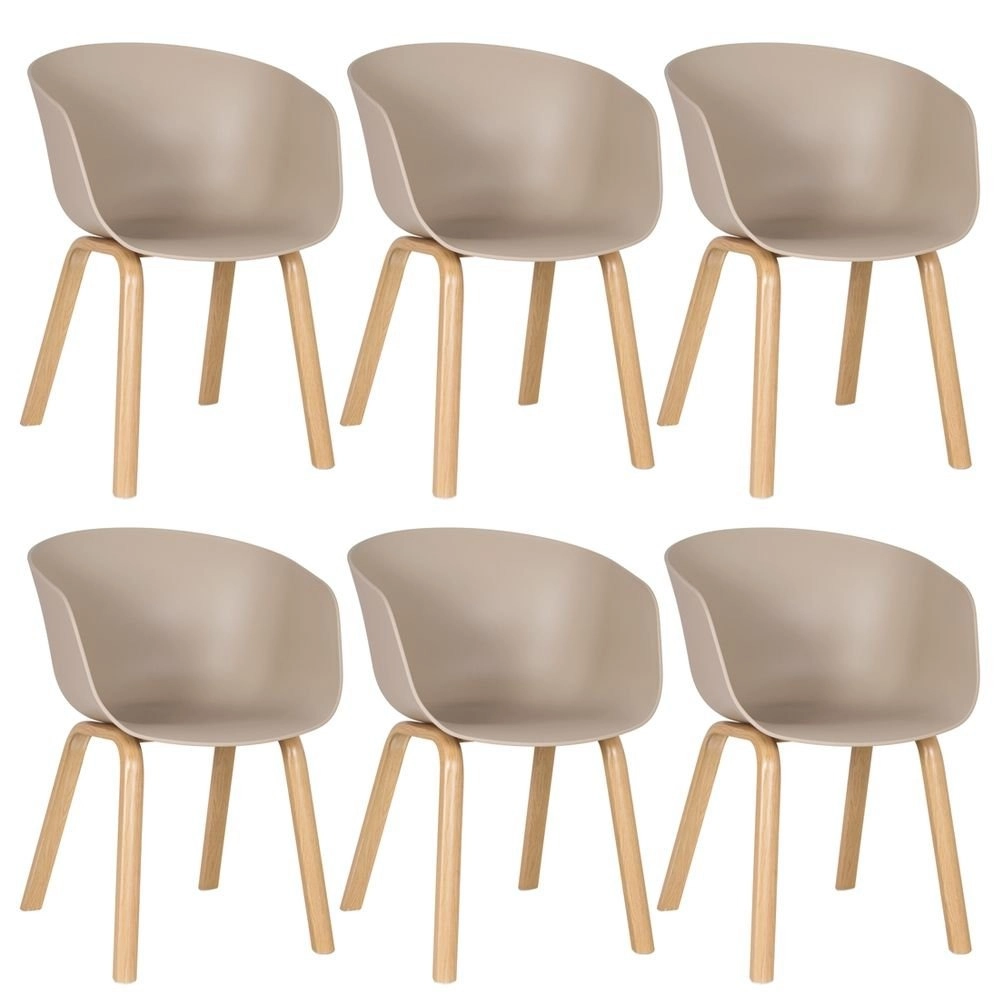Kit 6 Cadeiras de jantar Cassia com design moderno e assento confortável – Nude