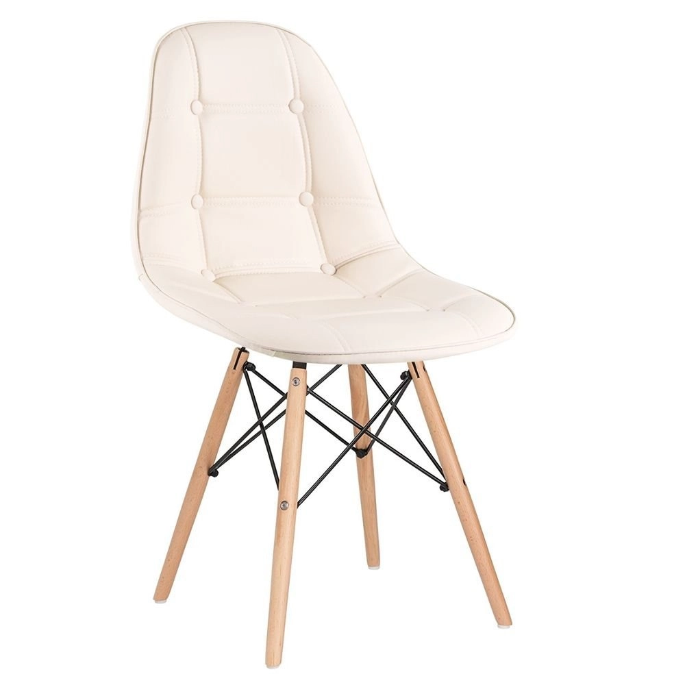 Kit 6 Cadeiras de jantar Charles Eames Eiffel Botonê Estofada - Creme Kit 6 Cadeiras de jantar Charles Eames Eiffel Botonê Estofada - Creme