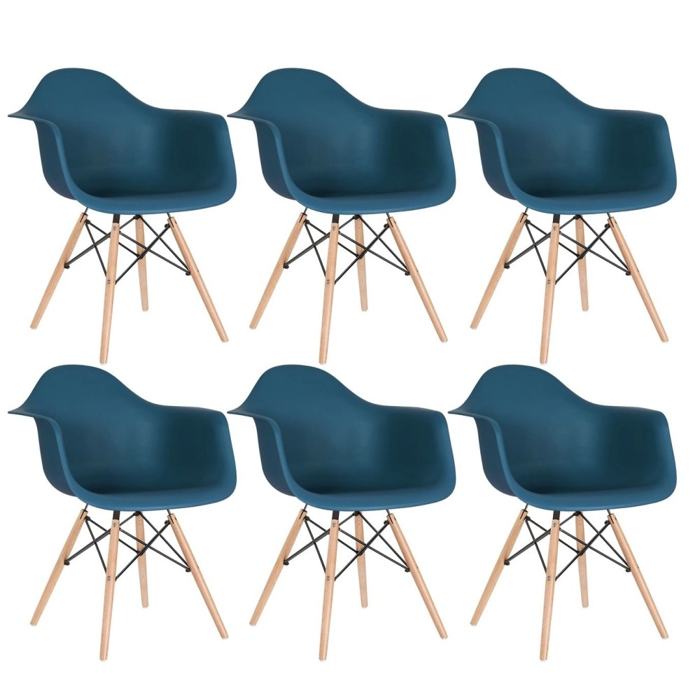 Kit 6 Cadeiras de jantar Charles Eames Eiffel DAW em Polipropileno - Azul petróleo Kit 6 Cadeiras de jantar Charles Eames Eiffel DAW em Polipropileno - Azul petróleo