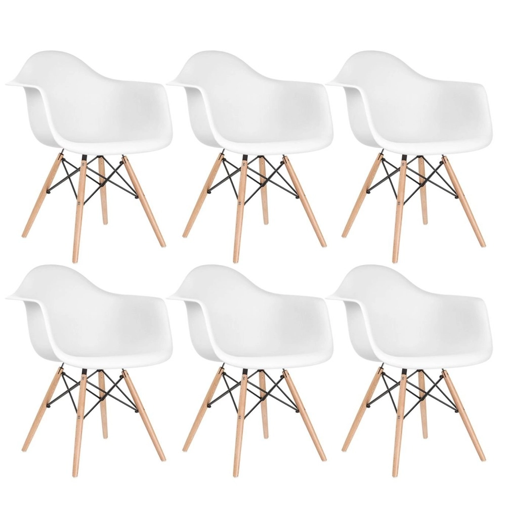 Kit 6 Cadeiras de jantar Charles Eames Eiffel DAW em Polipropileno - Branco Kit 6 Cadeiras de jantar Charles Eames Eiffel DAW em Polipropileno - Branco
