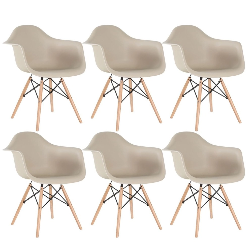 Kit 6 Cadeiras de jantar Charles Eames Eiffel DAW em Polipropileno - Nude Kit 6 Cadeiras de jantar Charles Eames Eiffel DAW em Polipropileno - Nude