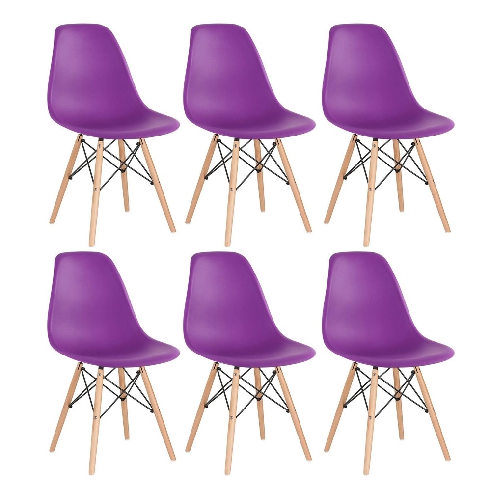 Kit 6 Cadeiras de jantar Charles Eames Eiffel DSW em Polipropileno - Roxo Kit 6 Cadeiras de jantar Charles Eames Eiffel DSW em Polipropileno - Roxo