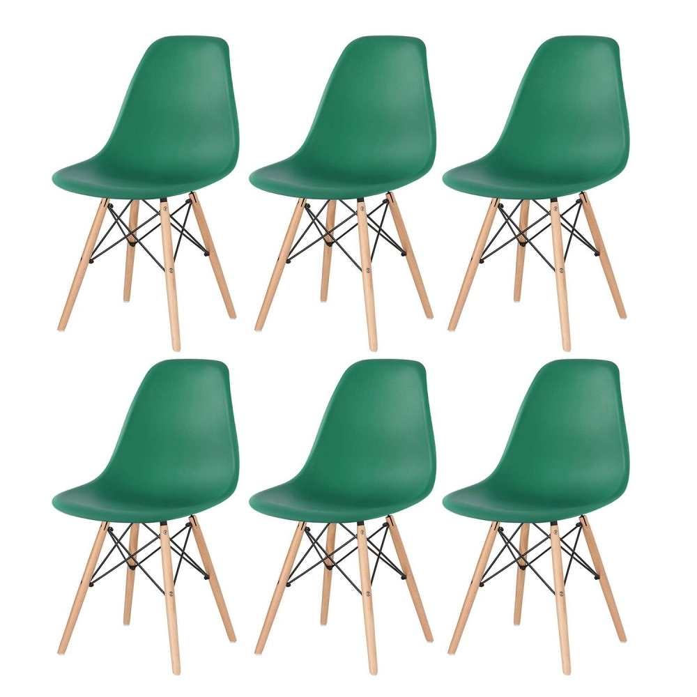 Kit 6 Cadeiras de jantar Charles Eames Eiffel DSW em Polipropileno - Verde escuro Kit 6 Cadeiras de jantar Charles Eames Eiffel DSW em Polipropileno - Verde escuro