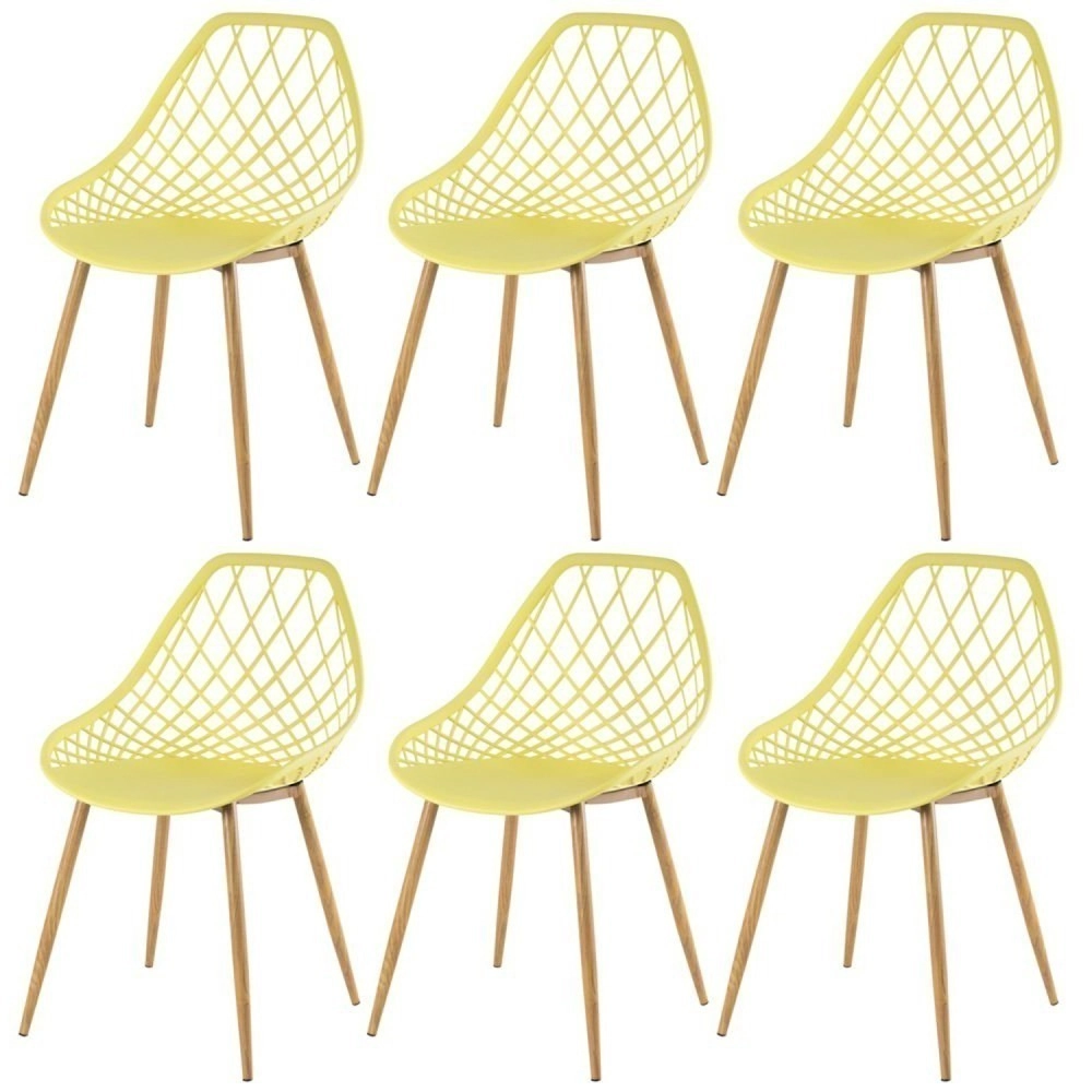 Kit 6 Cadeiras de jantar Clarice Cloe com design contemporâneo - Amarelo