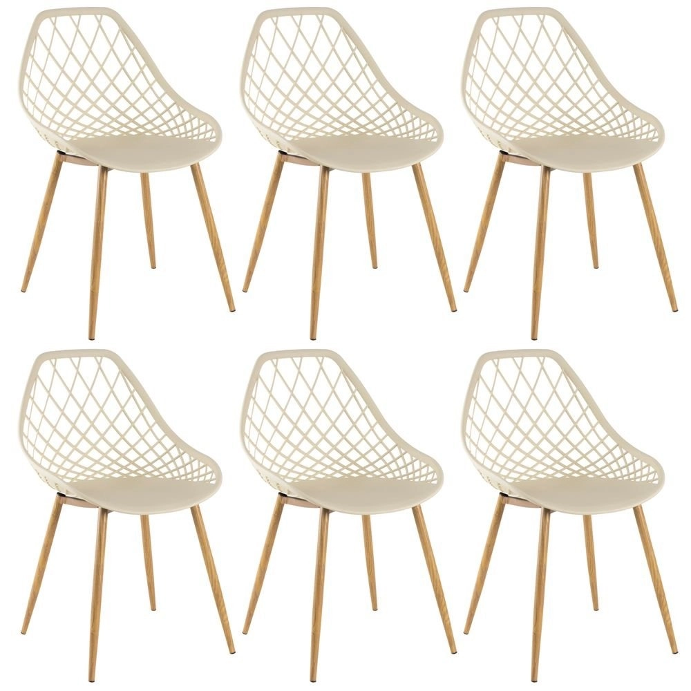 Kit 6 cadeiras de jantar Clarice Cloe com design contemporâneo – Nude