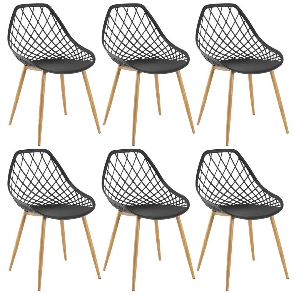 Kit 6 cadeiras de jantar Clarice Cloe com design contemporâneo – Preto Kit 6 cadeiras de jantar Clarice Cloe com design contemporâneo – Preto
