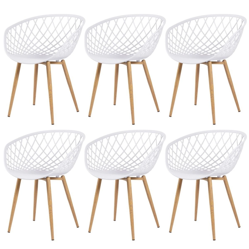 Kit 6 Cadeiras de jantar Clarice Nest com design moderno e anatômico - Branco