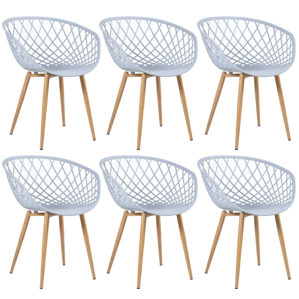 Kit 6 Cadeiras de jantar Clarice Nest com design moderno e anatômico - Cinza Kit 6 Cadeiras de jantar Clarice Nest com design moderno e anatômico - Cinza