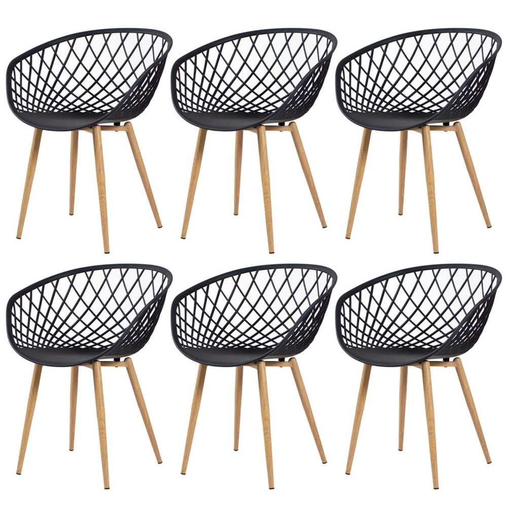 Kit 6 Cadeiras de jantar Clarice Nest com design moderno e anatômico - Preto