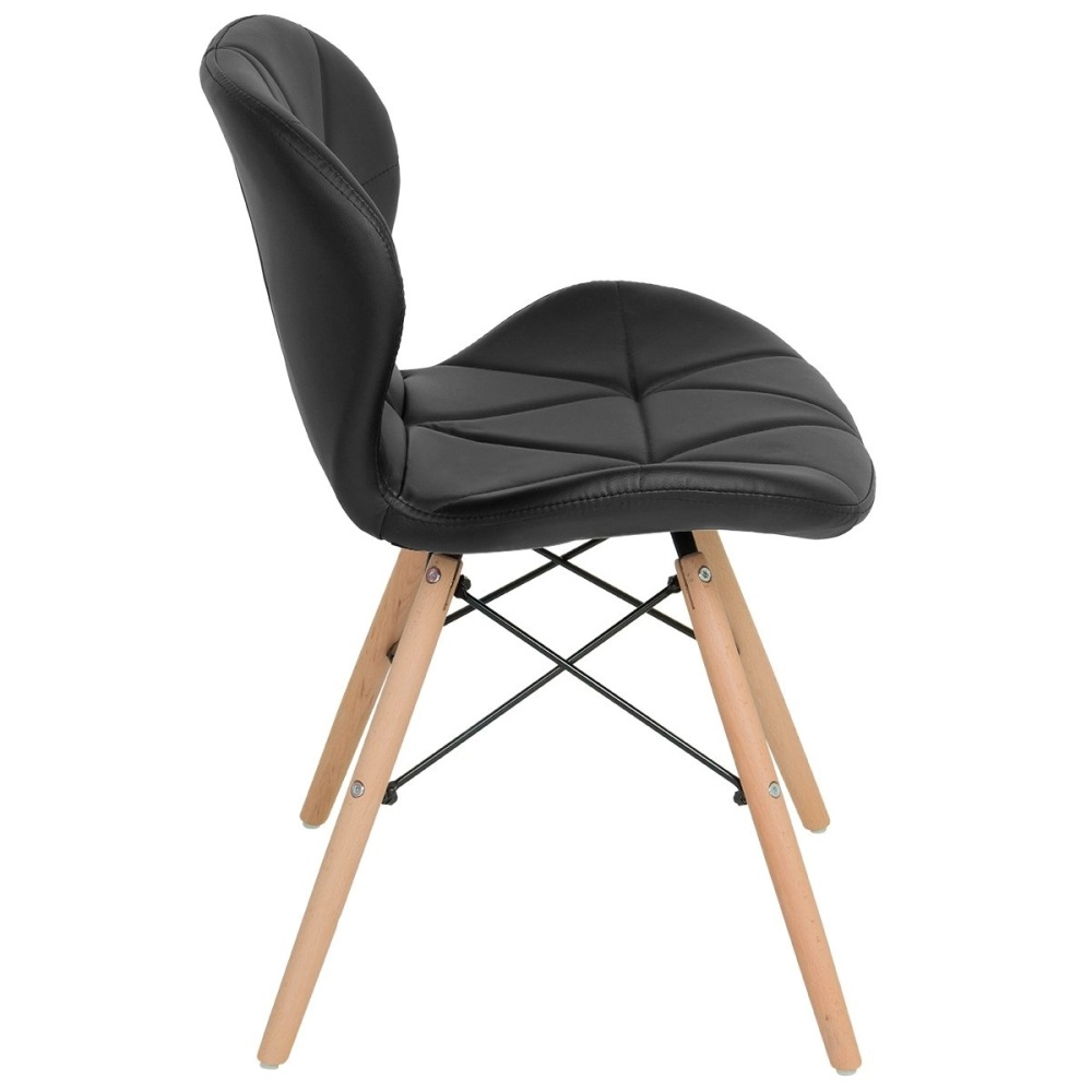 Kit 6 Cadeiras de jantar estofada Charles Eames Eiffel Slim Wood confort – Preto Kit 6 Cadeiras de jantar estofada Charles Eames Eiffel Slim Wood confort – Preto