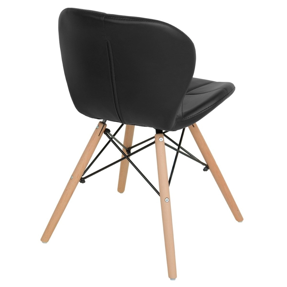Kit 6 Cadeiras de jantar estofada Charles Eames Eiffel Slim Wood confort – Preto Kit 6 Cadeiras de jantar estofada Charles Eames Eiffel Slim Wood confort – Preto