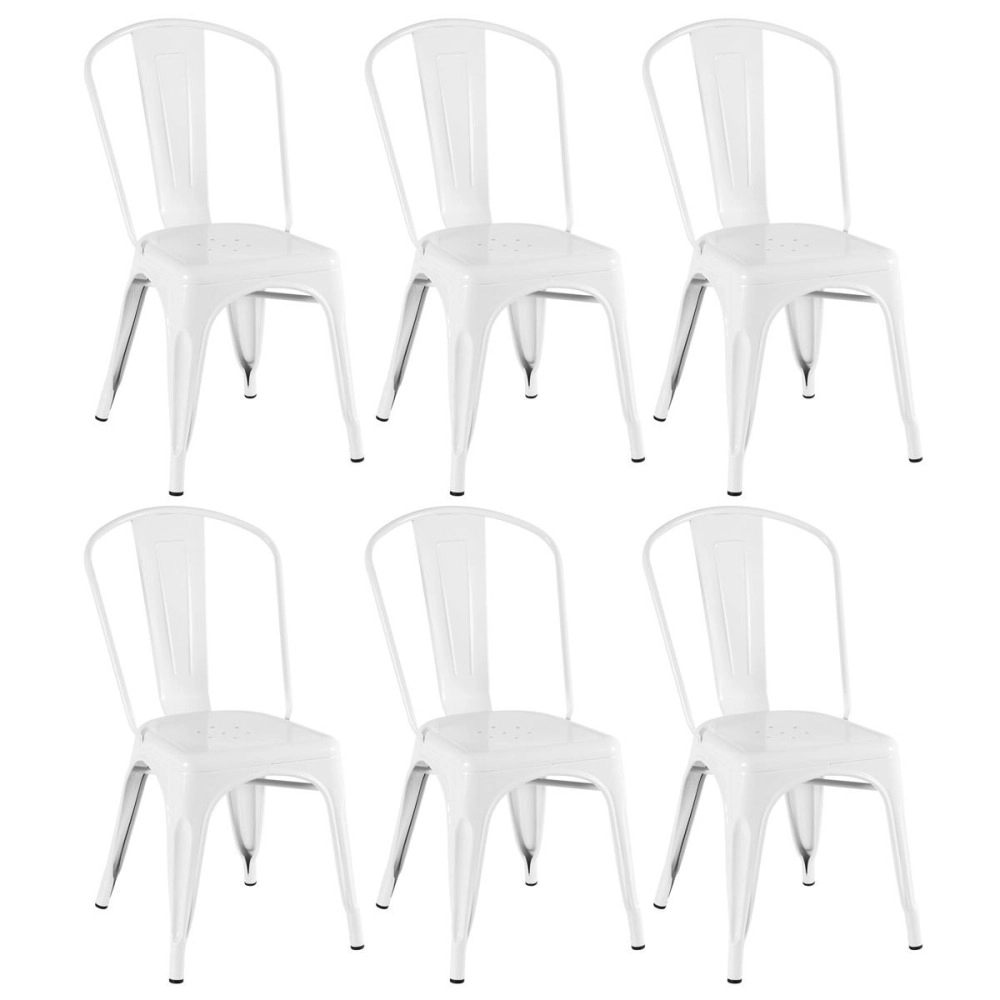 Kit 6 Cadeiras de jantar Iron Tolix com design industrial - Branco Kit 6 Cadeiras de jantar Iron Tolix com design industrial - Branco