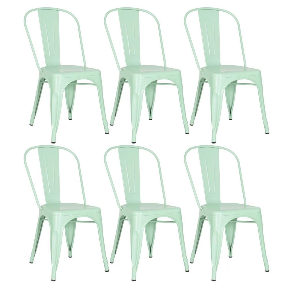 Kit 6 Cadeiras de jantar Iron Tolix com design industrial - Verde Claro