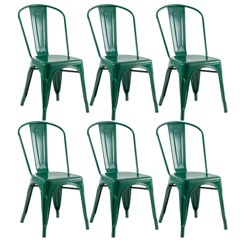Kit 6 Cadeiras de jantar Iron Tolix com design industrial - Verde Escuro