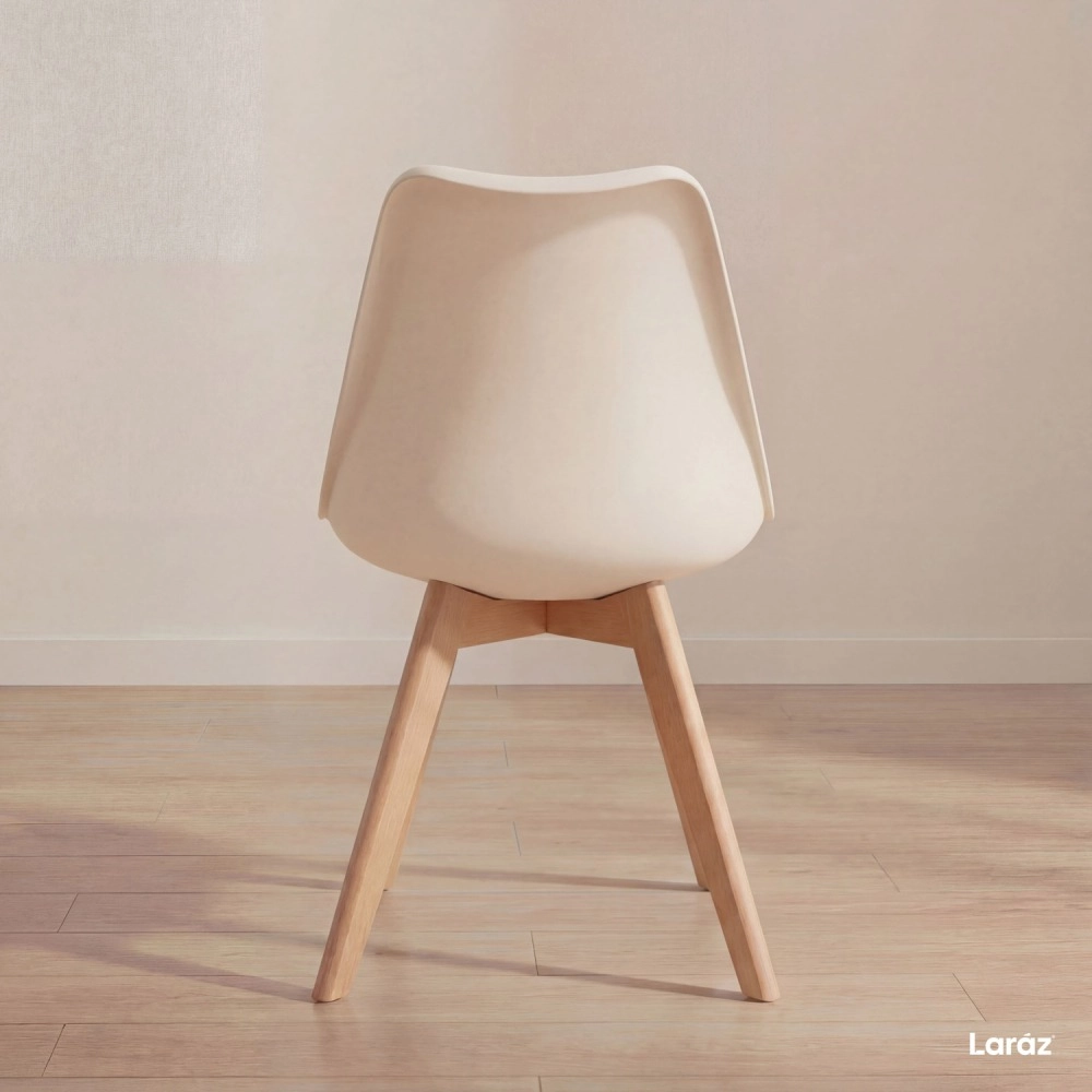 Kit 6 cadeiras de jantar Leda com assento estofado e design moderno – Creme Kit 6 cadeiras de jantar Leda com assento estofado e design moderno – Creme