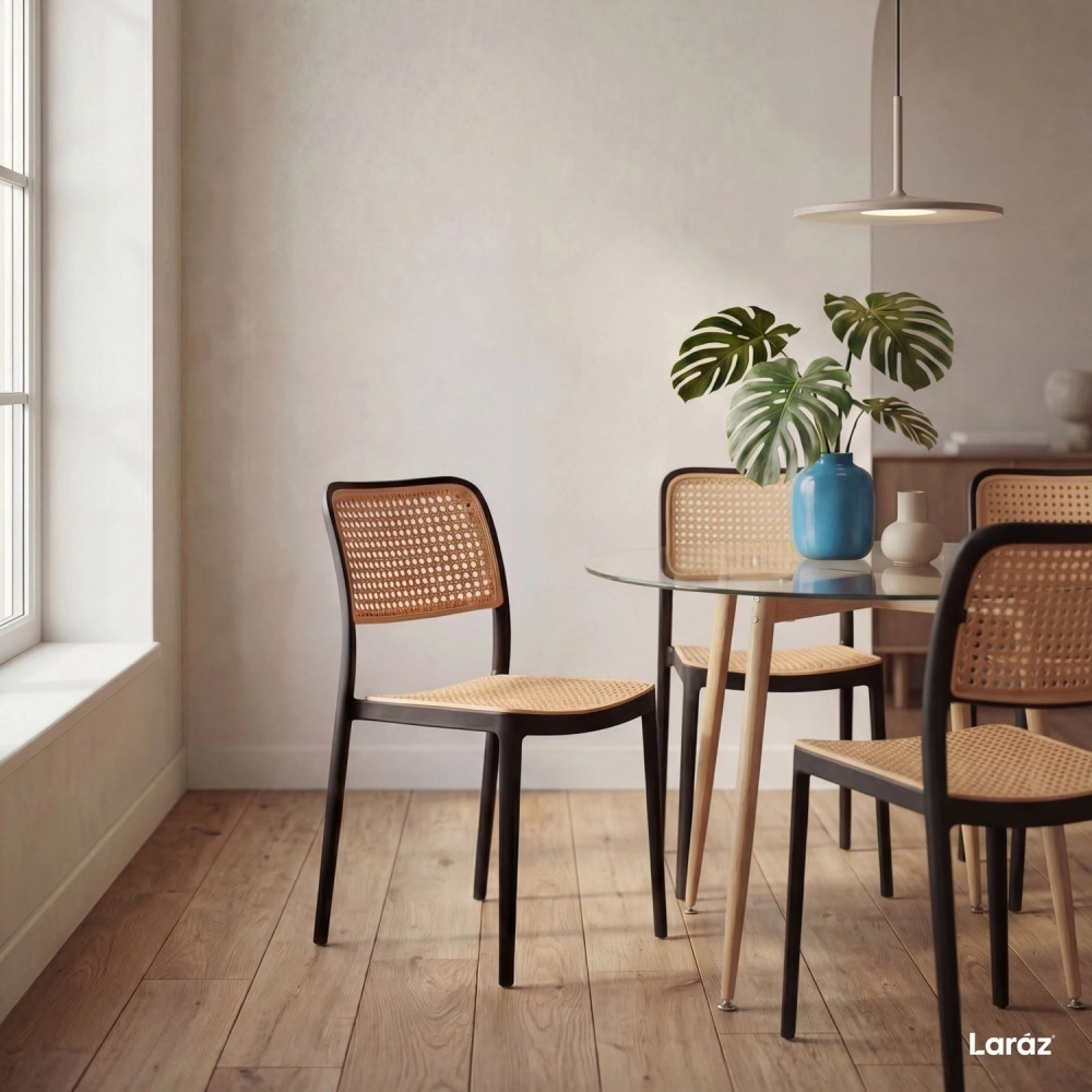 Kit 6 Cadeiras de jantar Maya com design moderno e assento confortável - Preto