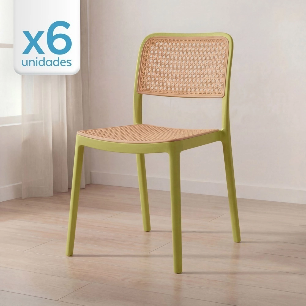 Kit 6 Cadeiras de jantar Maya com design moderno e assento confortável  - Verde