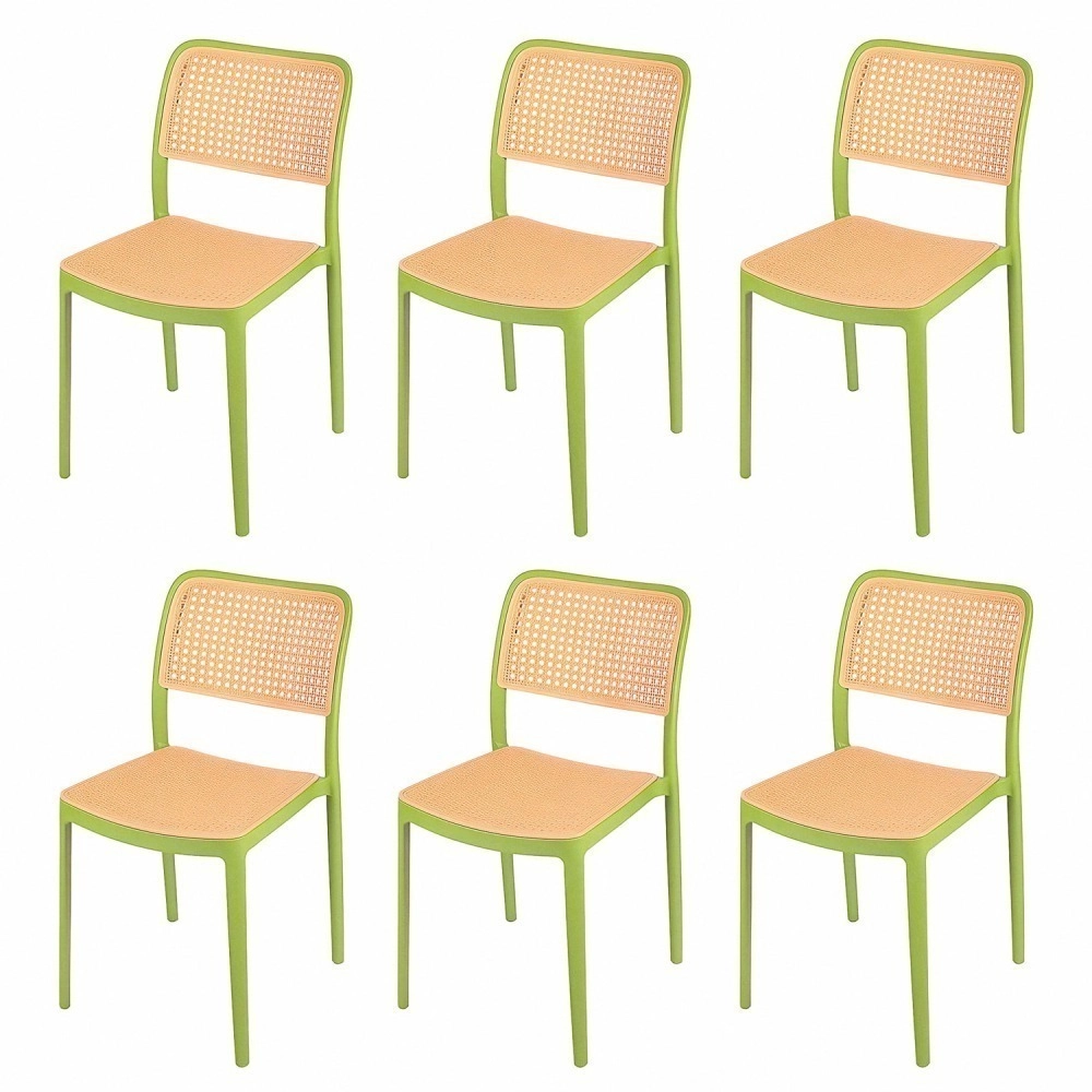 Kit 6 Cadeiras de jantar Maya com design moderno e assento confortável  - Verde