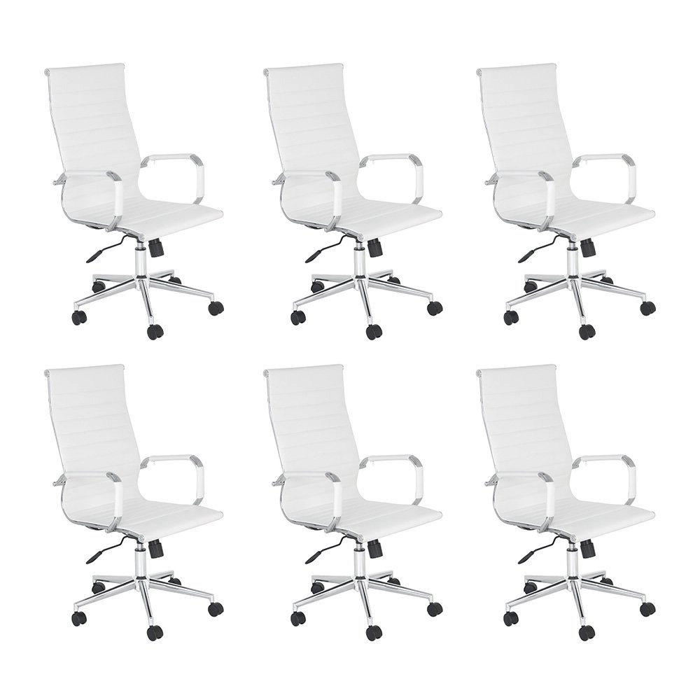 Kit 6 Cadeiras escritório Esteirinha Diretor Home office Kit Branco Kit 6 Cadeiras escritório Esteirinha Diretor Home office Kit Branco