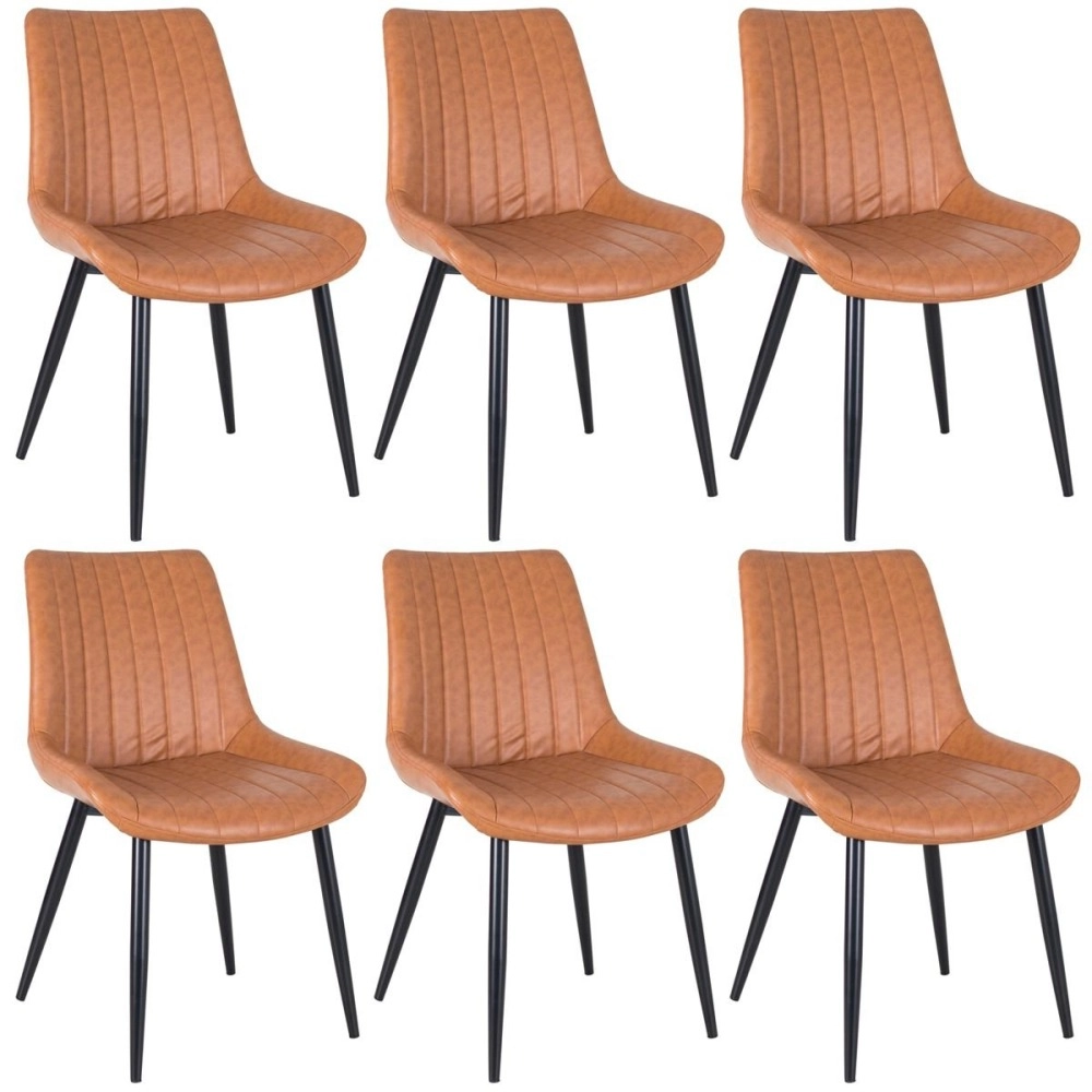 Kit 6 Cadeiras estofada Chicago com design industrial - Marrom