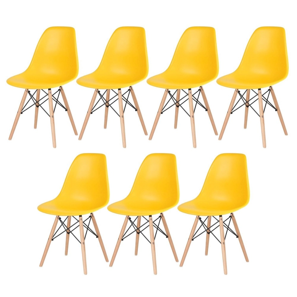 Kit 7 Cadeiras de jantar Charles Eames Eiffel DSW em Polipropileno - Amarelo Kit 7 Cadeiras de jantar Charles Eames Eiffel DSW em Polipropileno - Amarelo