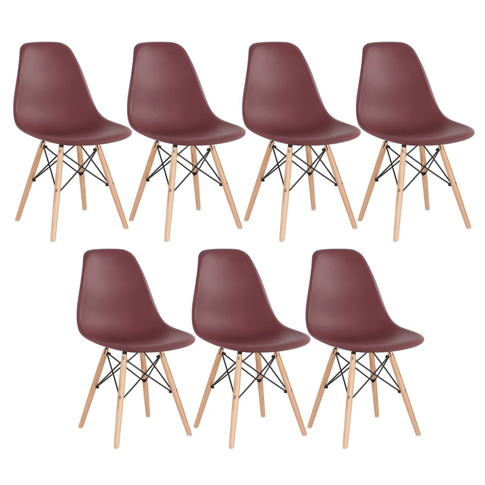 Kit 7 Cadeiras de jantar Charles Eames Eiffel DSW em Polipropileno - Marrom Kit 7 Cadeiras de jantar Charles Eames Eiffel DSW em Polipropileno - Marrom